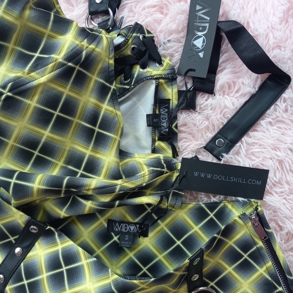 Dolls kill Vile & Enchanted plaid mini skirt set- widow goth corset SOLD OUT! - Picture 10 of 13